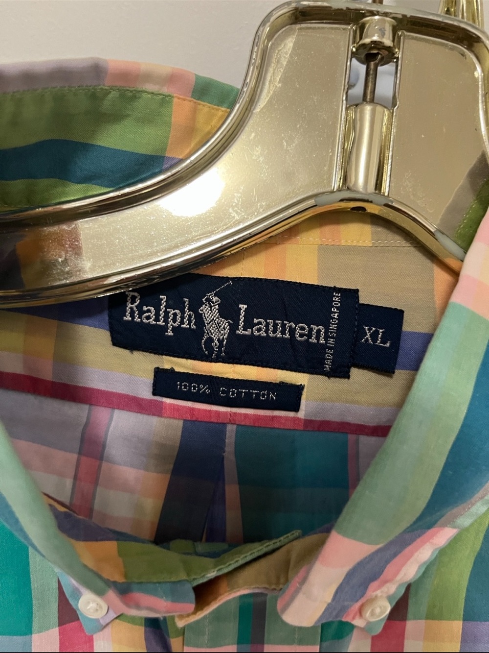 Ralph Lauren Multicolor Plaid Button-Down Shirt 100% COTTON